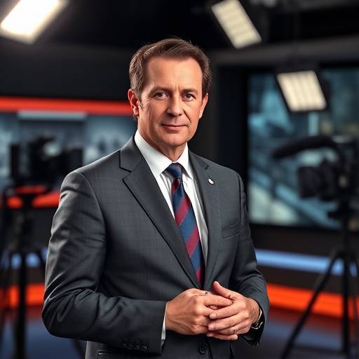 Presentadora de noticias en el estudio